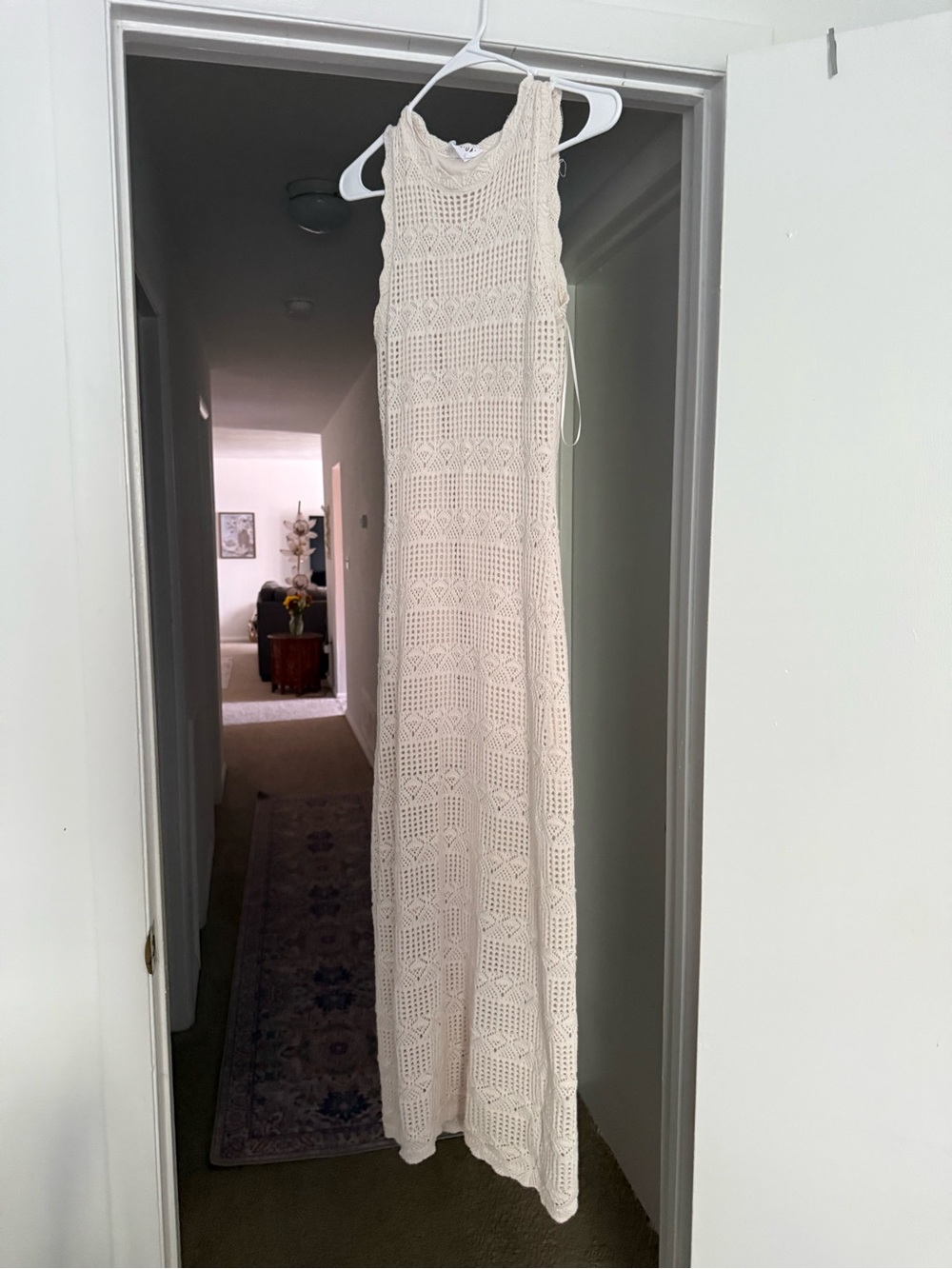 Boho Crochet Maxi Dress in Cream - Brand Unknown